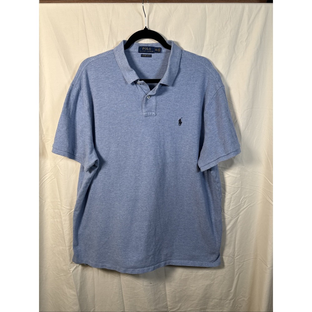 Polo Ralph Lauren Heather‎ Blue Custom Slim Fit Polo Sz XXL